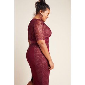 ANTHROPOLOGIE BURGANDy lace cocktail dress sexy PLUS sz 22 NWT corset hourglass